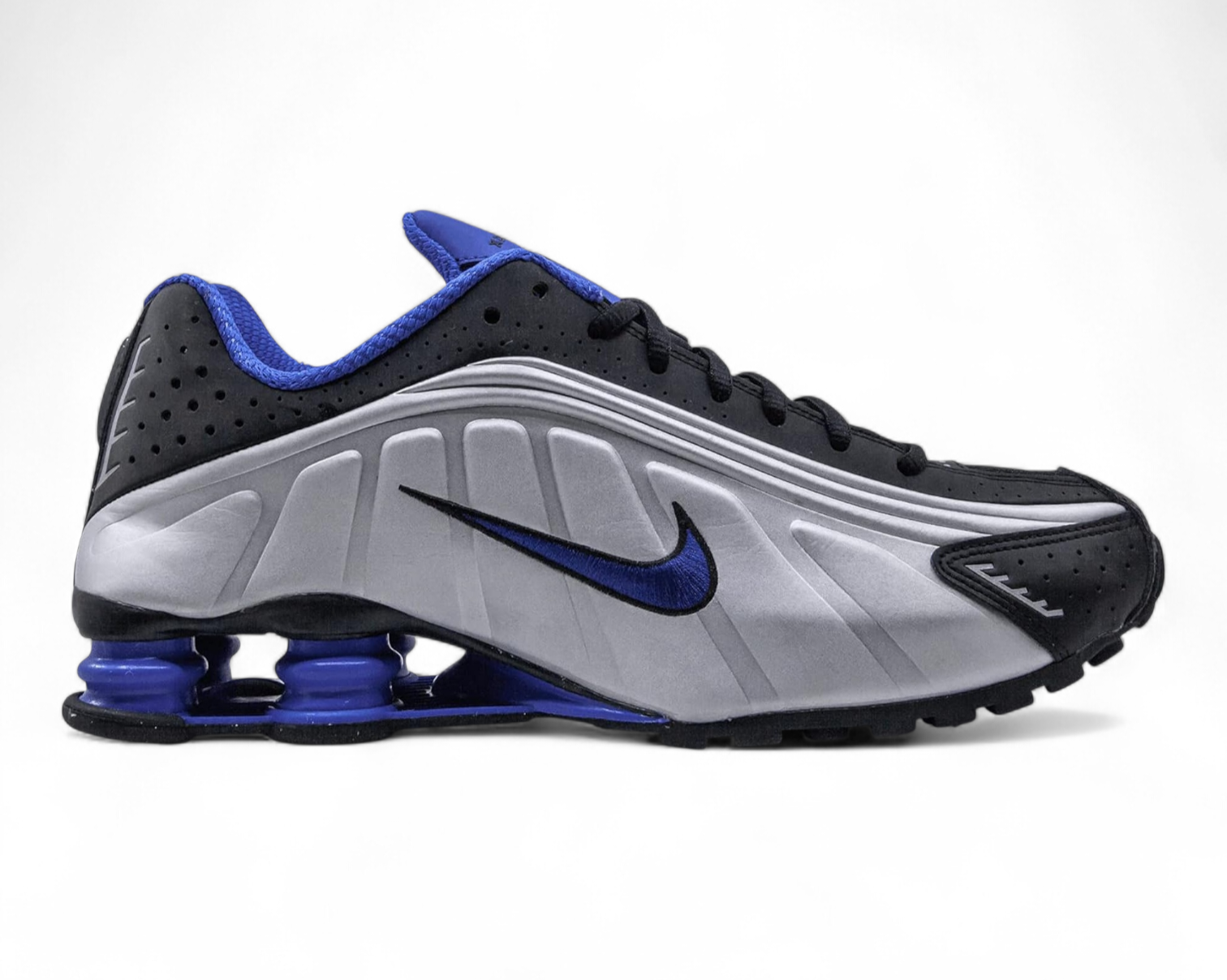 Nike Shox R4 Black / Metallic Silver / Blue Sneakers Nike Shox R4 Black / Metallic Silver / Blue Sneakers